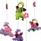20 Inch Felt Mobile with Colorful Flower Fairies Handmade Wool Hanging Nursery Accessory
